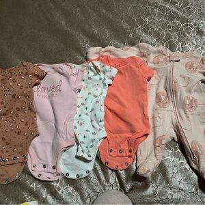 Carter's Pink, Brown, and Orange Bodysuit Set
